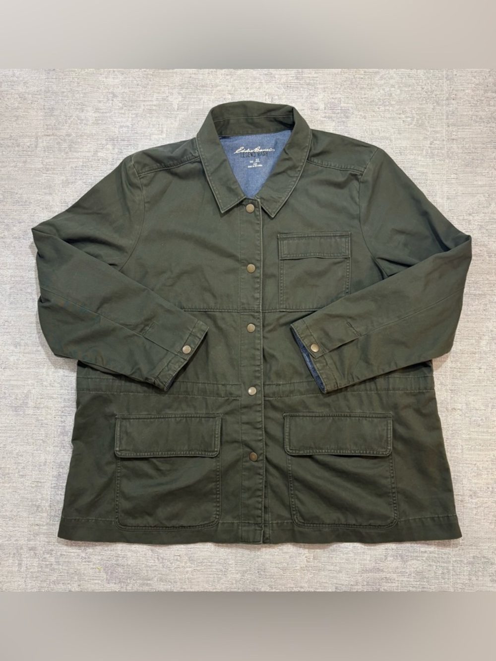 Eddie Bauer Jacket Women's Size 3X Green Legend Wash Pocket Chino Mercantile